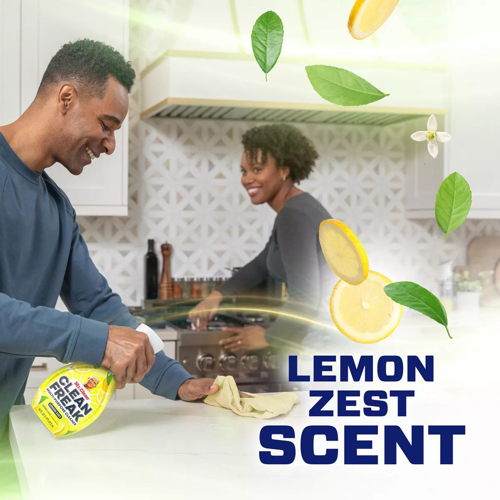Mr. Clean Lemon Zest Clean Freak Multi-Purpose Cleaner - 16 Fl Oz: Reusable Plastic Bottle, Multi-Surface Use
