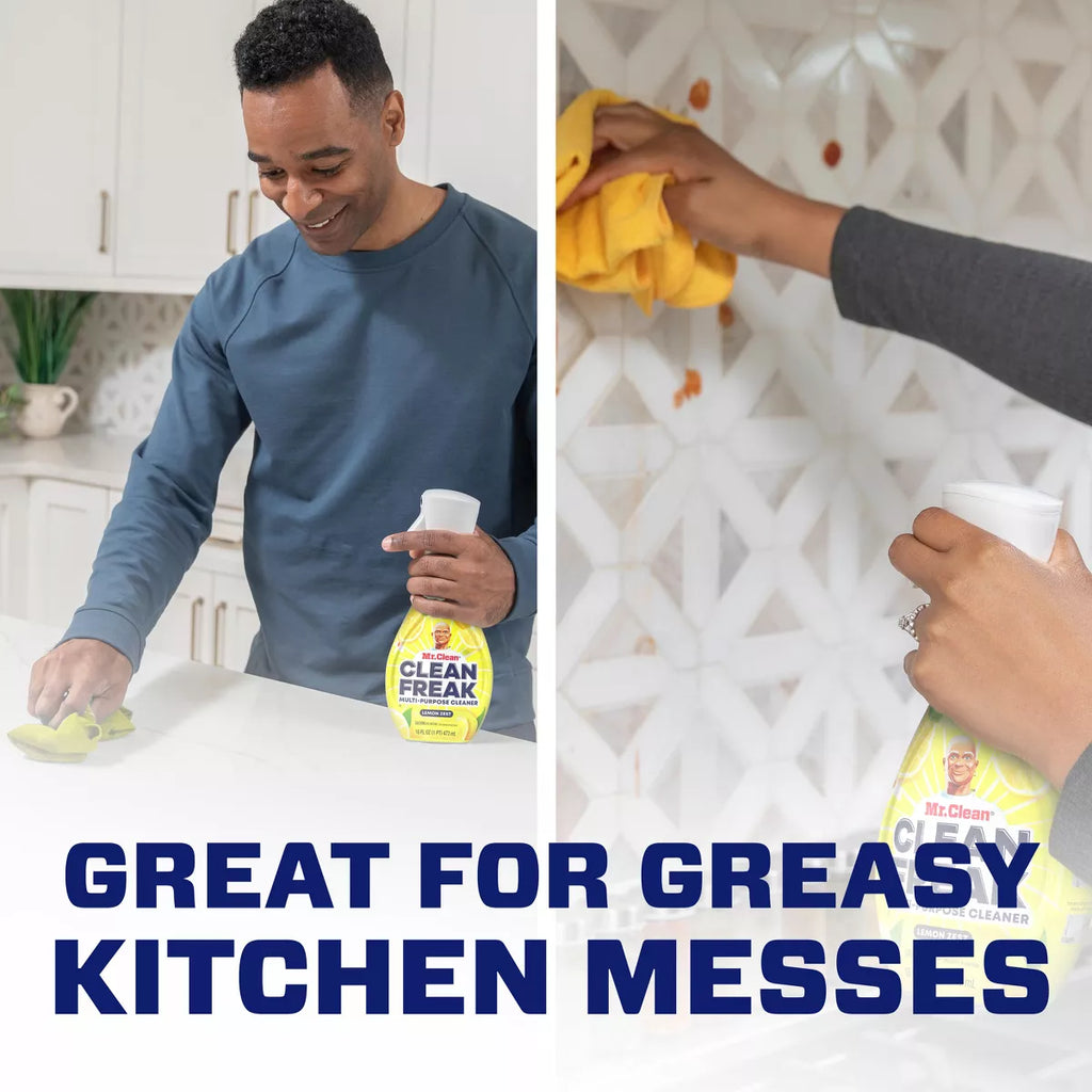 Mr. Clean Lemon Zest Clean Freak Multi-Purpose Cleaner - 16 Fl Oz: Reusable Plastic Bottle, Multi-Surface Use